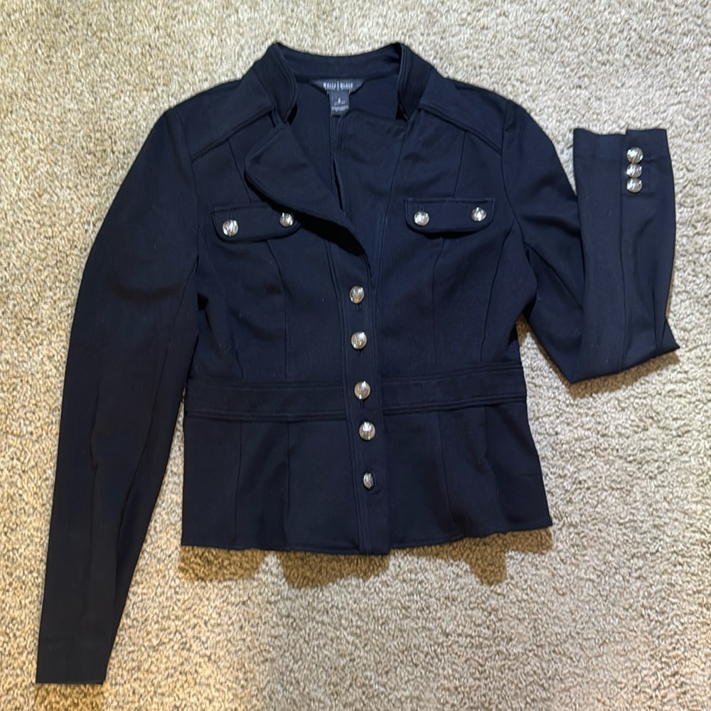 White House Black Market Black Double Breasted Cropped Blazer Size 6